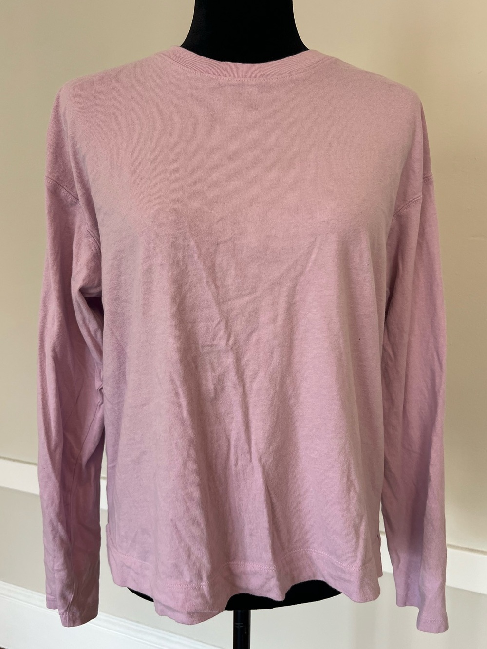 Old Navy LS Vintage Crewneck Long Sleeve Tee Shirt Dahlia Pink Sz Small